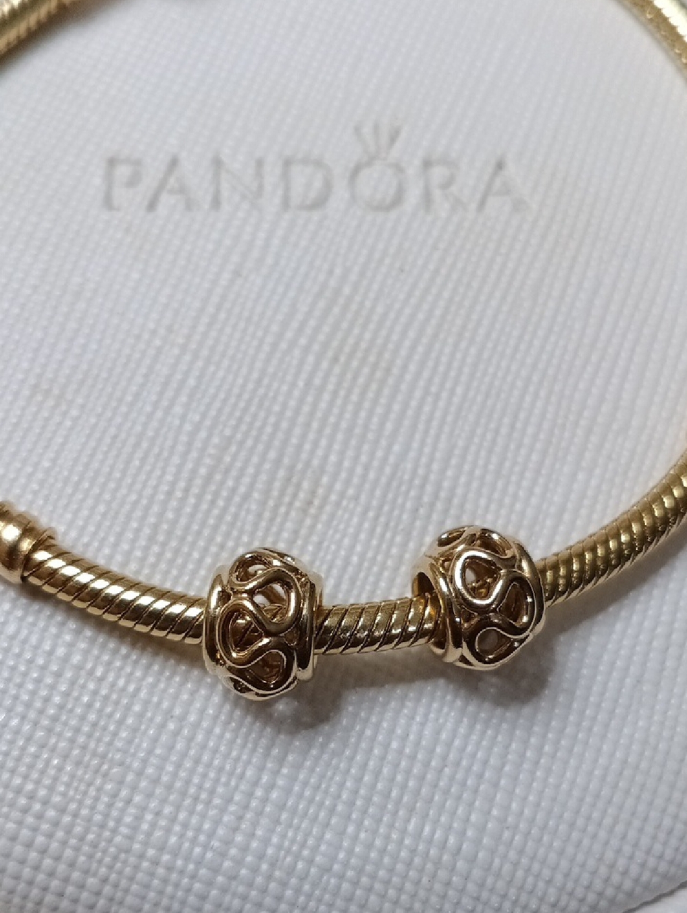 Pandora Two 14k Solid Gold  Intertwined Charms